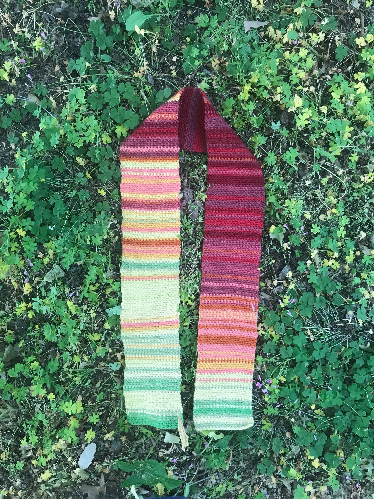 Scarf representing the daily temperatures of Davis throughout the year