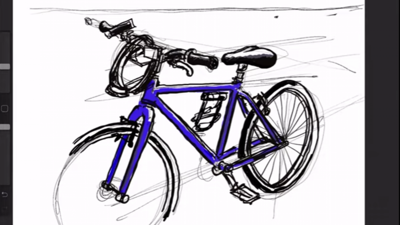 Drawing of a blue bike