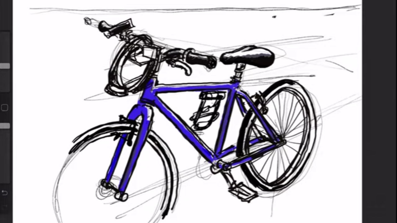 Drawing of a blue bike