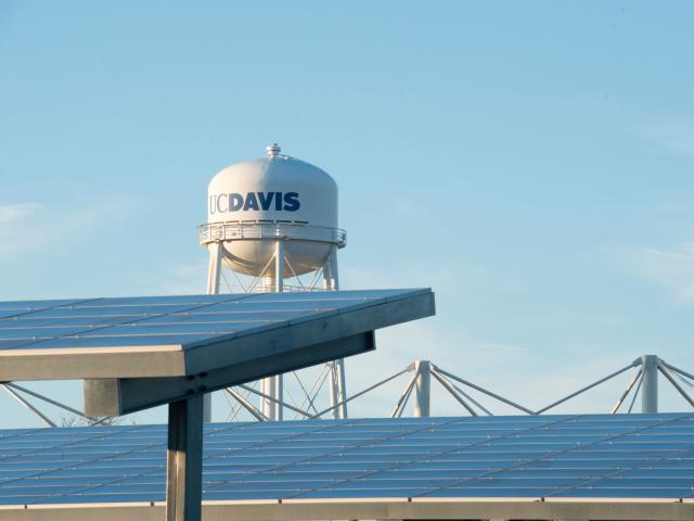 Water tower and solar panels
