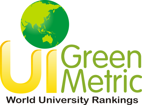 Text that reads "U.I. GreenMetric World University Rankings" in yellow and green lettering with a globe icon.