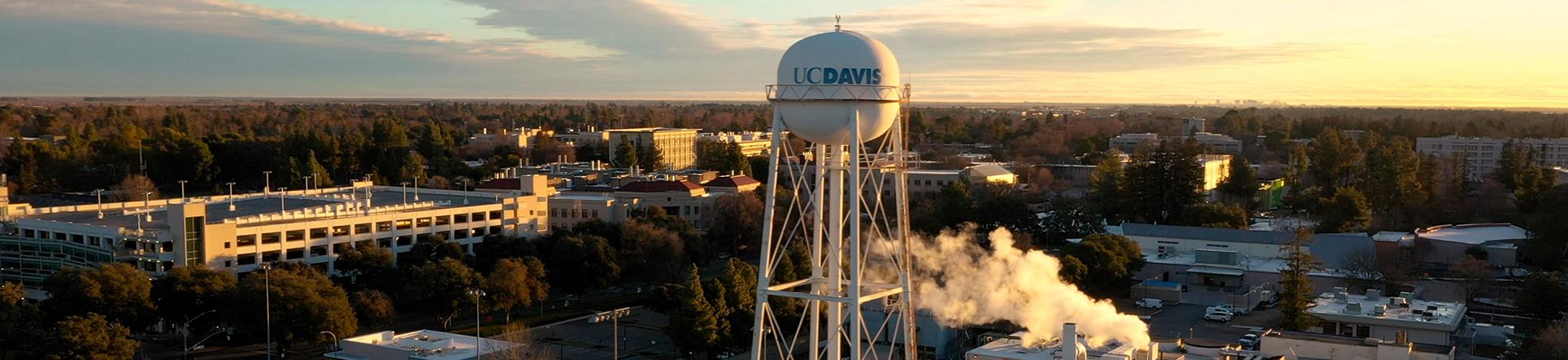 Aerial image of UC Davis water tower.