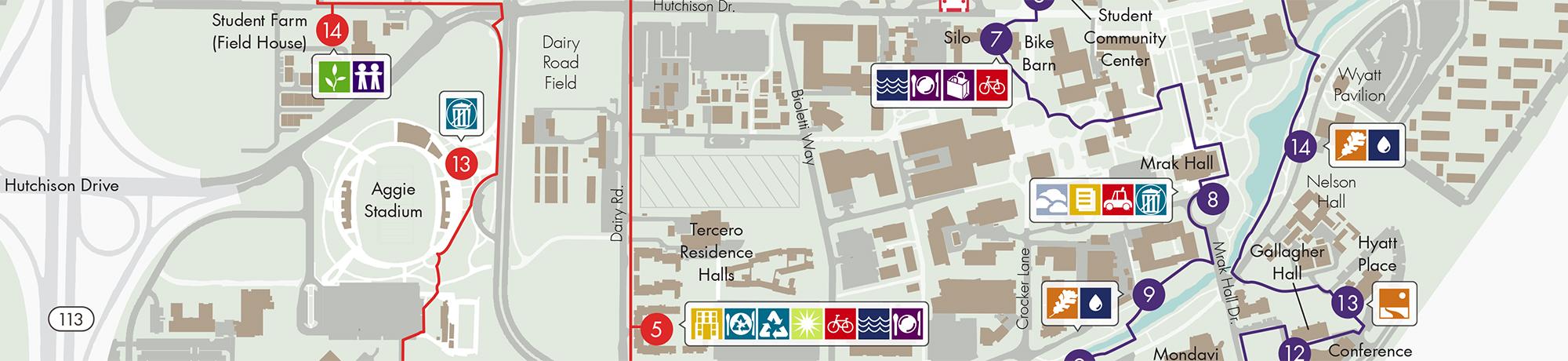 Image of UC Davis Sustainability map.